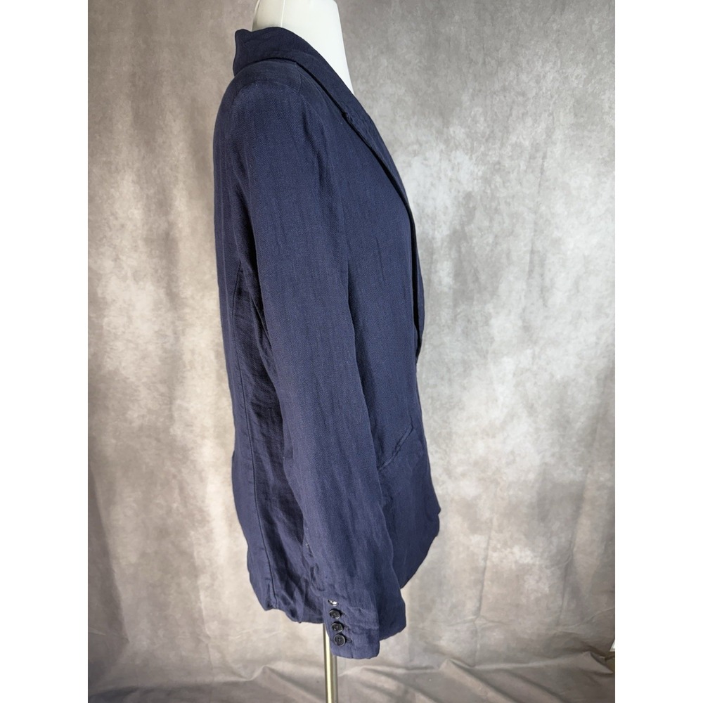 Sundance Linen Iris Herringbone Relaxed Blazer In Blue Women's Size M - Picture 6 of 10